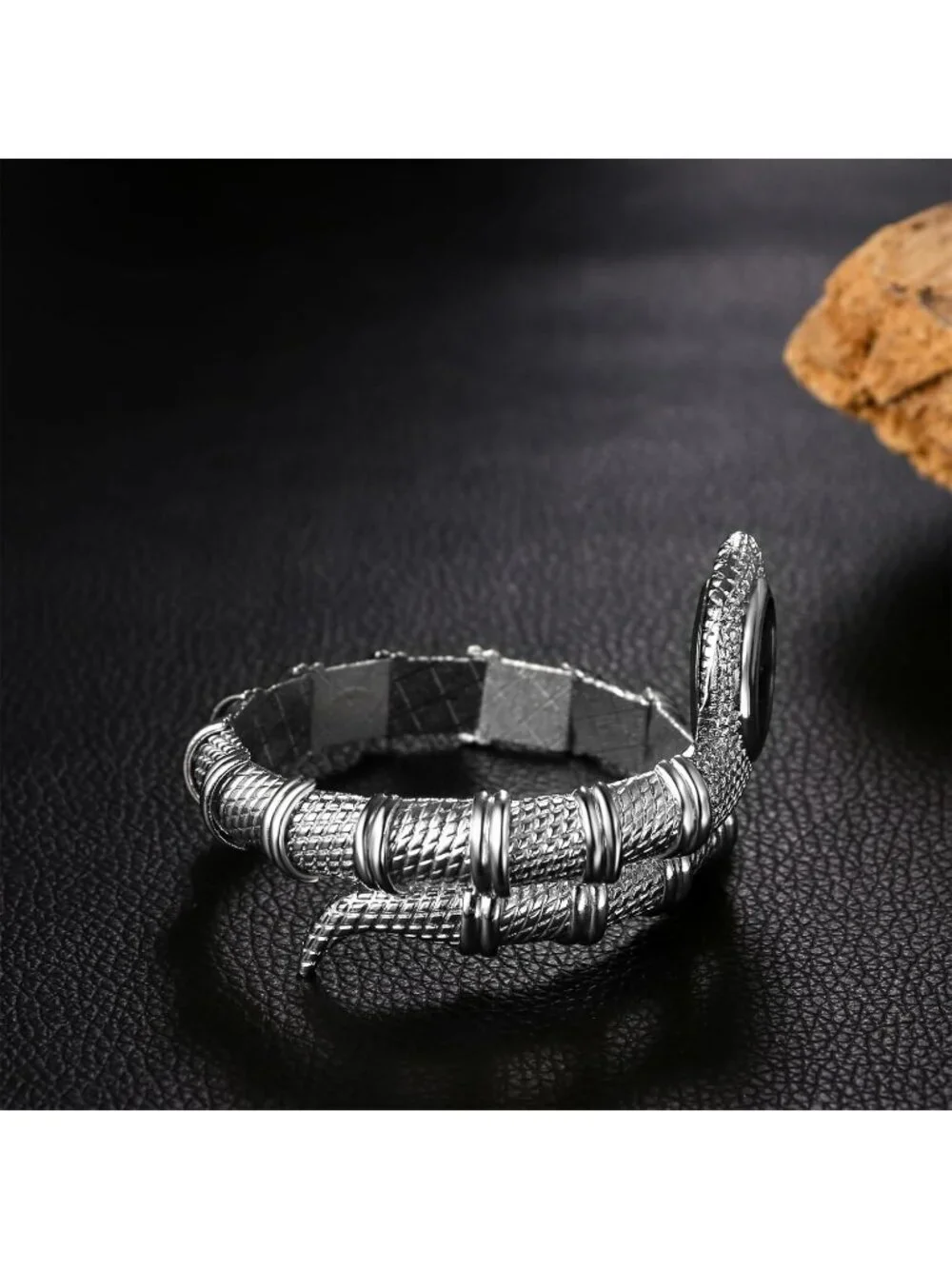 Womens Silver Armband Quartz Hip Hop Wrap Cuff Bracelet Snake Bangle Wrist Watch